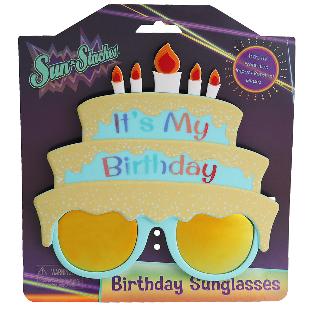 Sunstaches Pilot Costume Sunglasses - UV400 Protection, Fun Party Props In Black, Gold, Dark Blue