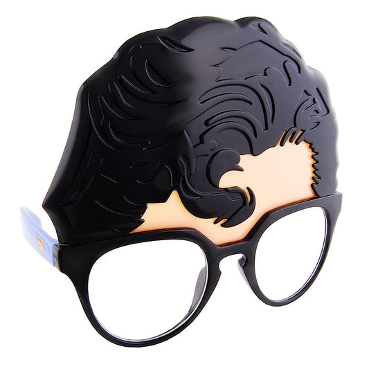 The Superman Sun-Staches are also part Clark Kent glasses. Perfect disguise for a superhero costume.
