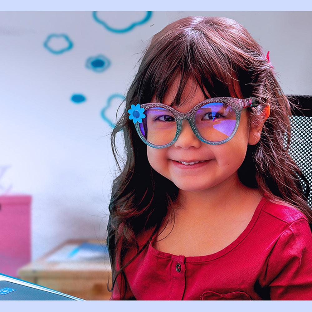 Poppy Glitter w/ Flower Blue Light Blocking Glasses